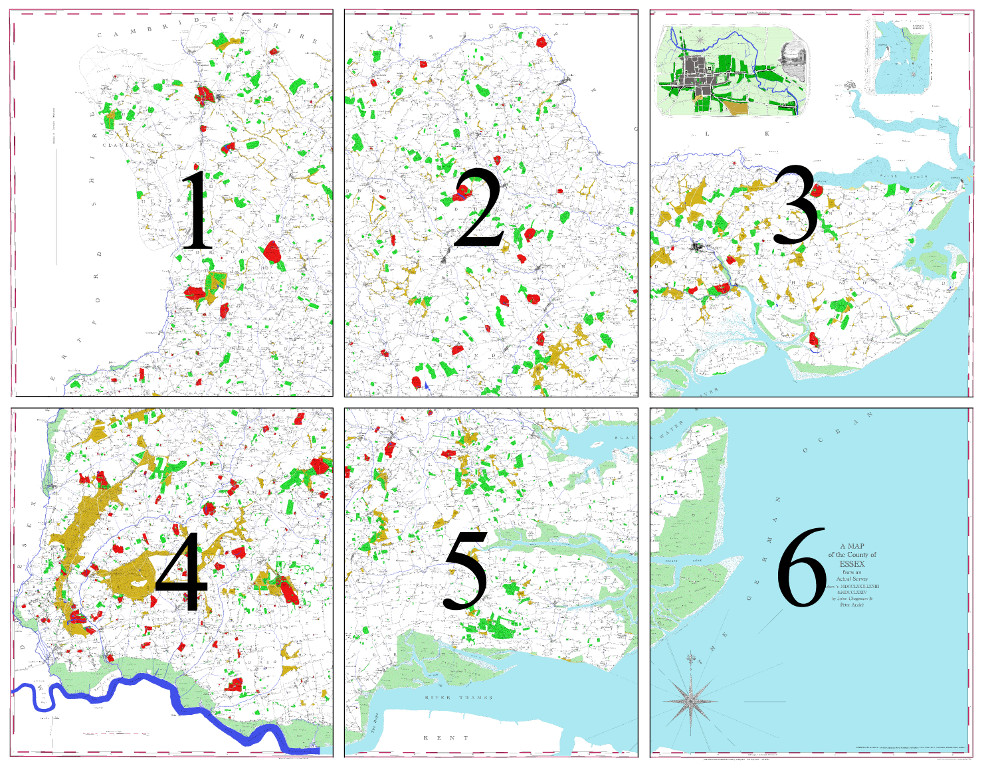 Essex map divided into six equal sheets