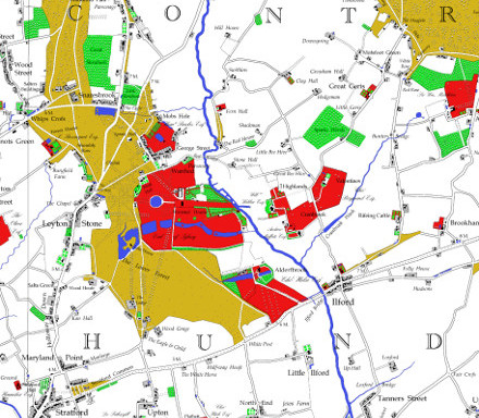 An extract from the redrawn map including Woodford, Leytonstone, Ilford, Stratford, West Ham and Barking